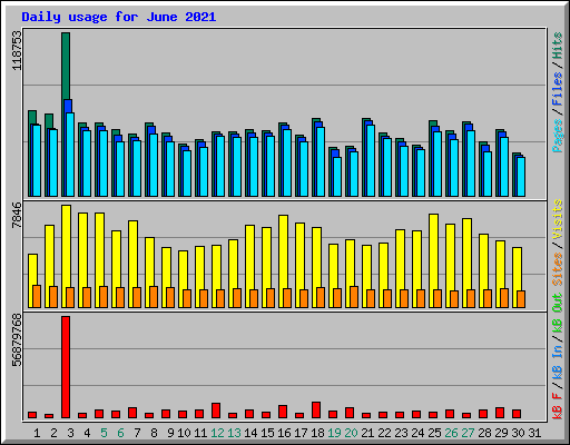 Daily usage for June 2021
